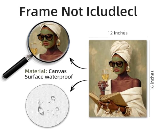 Image of Frimeeme Black Women Bathroom Wall Art,12x16 Inches, Unframed