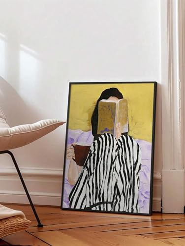Toile femme lisant une solution simple pour décorer un grand mur vide