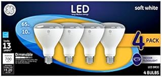 GE Lighting LED Indoor Floodlight Bulbs, 10 Watt (65 Watt Equivalent) Soft White, BR30 Bulb Type, Medium Base, Dimmable (4 Pack)