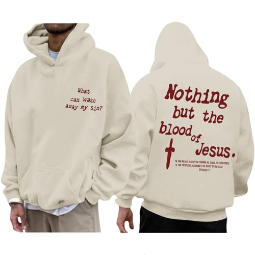 Christian Hoodies for Men Religious Faith Jesus Sweatshirts Inspirational Bible Verse Cross Graphic Hoodie Pullover