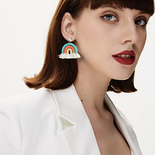 Handmade Bohemian Rainbow Tassel Earrings Colorful U Shape Earrings For Women Girls Jewelry #TOP2