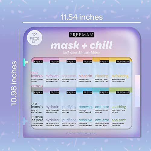 Freeman Limited Edition Mask & Chill Self Care Skincare Mask Holiday Kit, Face Masks To Exfoliate, Hydrate, Relieves Stress, And Refines Pores, Facial Mask Variety, 12 Piece Gift Set #TOP3
