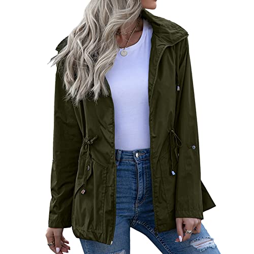 Lu's Chic Women's Rain Jackets Anorak Waterproof Casual Military Utility Outdoor Fall Hood - Main Image