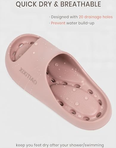 Image of XIXITIAO Shower Shoes Women Men Non Slip,Quick Drying Shower Shoes with Holes,Slippers for Bathroom,College Dorm,Gym,Travel,and Hospital,Soft EVA,Lightweight,Anti Slip,Toe Protection