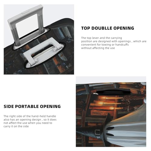 Witch Ghost Sitting In The Library Elastic Travel Luggage Covers Dustproof Scratch-Resistant Suitcase Protector Fit 22-24 Inch3