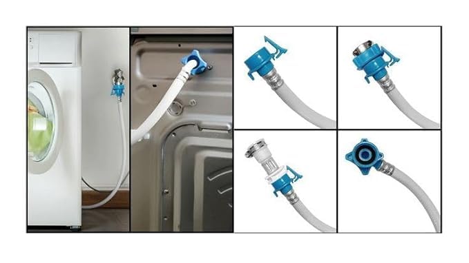 Image of LG 1.25 Meter Flexible Washing Machine Inlet Hose water pipe, with Tap adaptor Connector for Top & Front Load Fully Automatic Washing Machine (Part Code AAA77944201)