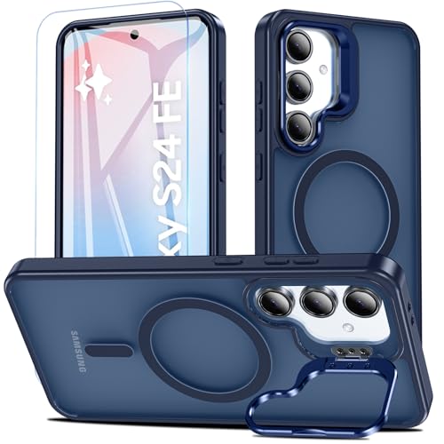 Coque Samsung S24 FE MagSafe mate translucide anti-choc élégante bleu