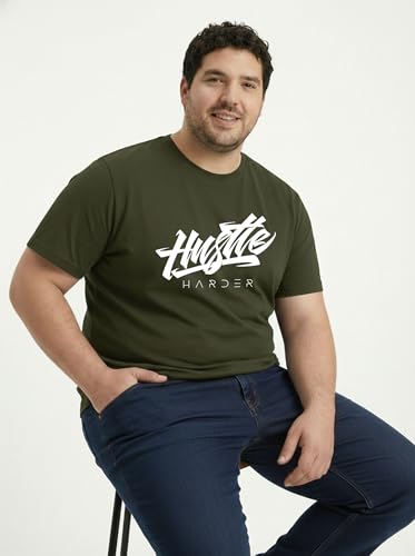 Image of Toodlegram Men Plus Size Printed T-Shirt | Round Neck Half Sleeves | Regular Fit Big & Tall | Pure Cotton Casual Summer Wear T-Shirt for Men