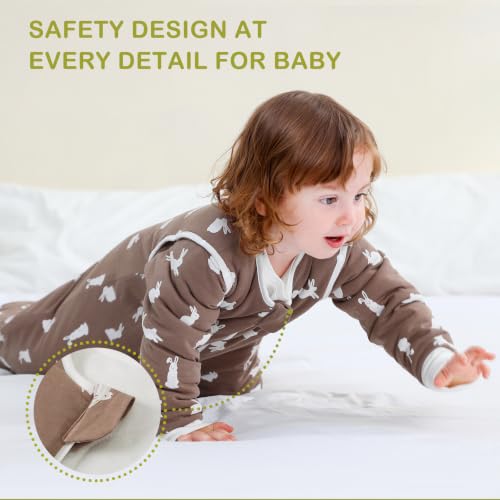 Image of Baby Sleep Sack 3.5 TOG Cotton Bunny M | 100% Cotton thick winter baby sleep sack with detachable sleeves, gentle on baby's skin, warm cozy sleep comfort for 6-18M