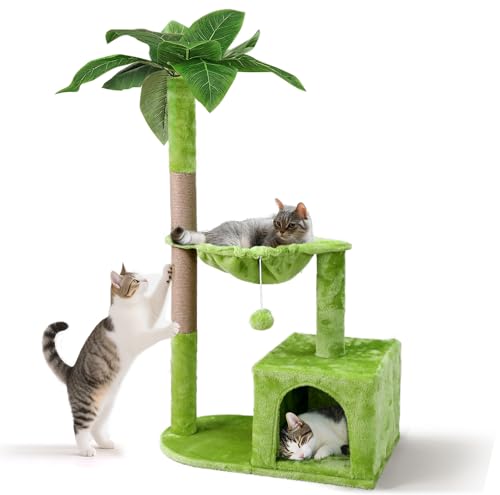 Eukue Kratzbaum Set, Katzen Kratzbaum 110 cm hoch, Kratzbaum für Große Katzen Stabil, hochbelastbar, Katzenbaum, Höhle, Korb Plüsch, Katzenmöbel mit Plüschball für Kätzchen bis zu 10 kg, Grün Eukue Kratzbaum Set, Katzen Kratzbaum 110 cm hoch, Kratzbaum für Große Katzen Stabil, hochbelastbar, Katzenbaum, Höhle, Korb Plüsch, Katzenmöbel mit Plüschball für Kätzchen bis zu 10 kg, Grün