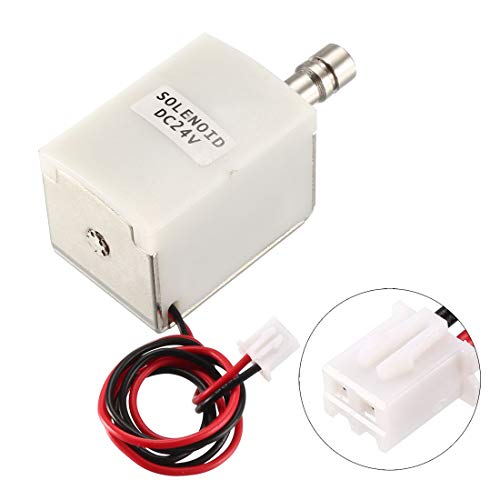 uxcell Solenoide eletromagnético DC 24V 1A 9,6 mm tipo push pull para fechadura de porta Electirc
