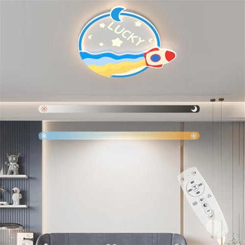 Plafonnier LED créatif rond au fini bleu pour chambre moderne