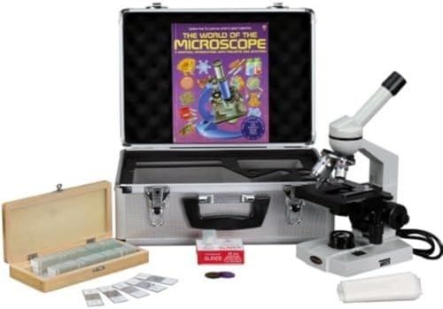 Image of AmScope M600-TK50 40X-1000X Advanced Compound Microscope with 3D-Stage + Book, Slides & Carrying Case