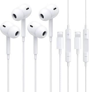 2 Pack Lightning Earpods for iPhone [Apple MFi Certified] HiFi Stereo Noise Lsolating Headphones for iPhone with Microphone and Volume Controller Earphones for iPhone 14/13/12/11/XS Max/XR/SE/8/7- iOS