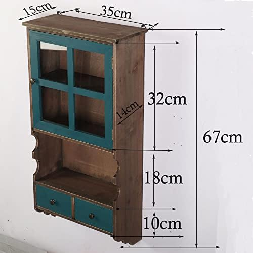 Rustic 4-Tier Wooden Storage Cabinet Sideboard Glass Cabinet Industrial Bookshelf Sideboard with 2 drawers &Cabinet with doors& 2 Hook for Living Room,Kitchen,Entryway,Hallway