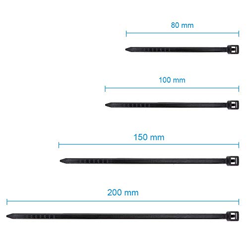 Faburo 600 Pièces Attaches de Cable, Aival autobloquant Zip Ties, Cable en Solide Nylon Zip Ties, Longueurs 3, 4, 6, 8