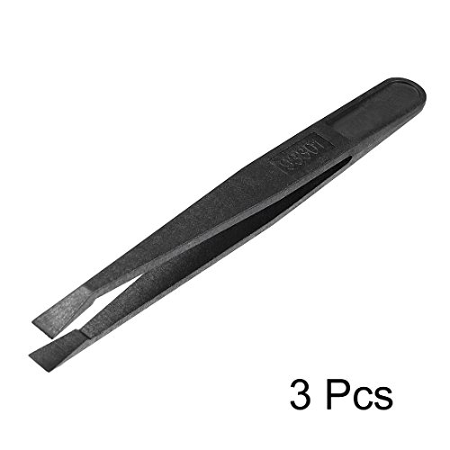 Uxcell Plastic Anti-Static Tweezers, Precision Slant Flat Tip For Jewelry Craft Diy Beauty Electronics Repair Tool Black 93301 3 Pcs #TOP1