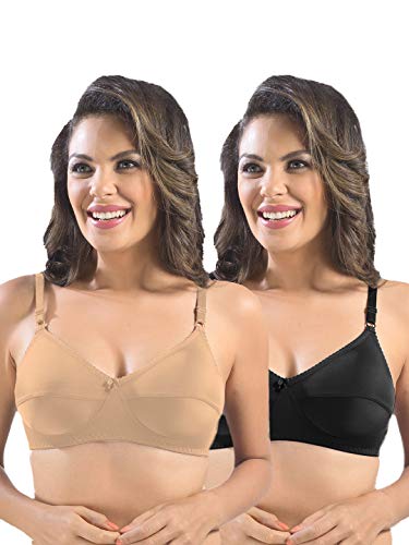 Image of SONARI Womens Cotton Everyday Bra | Non Padded, Wire Free, Comfortable Bra with Seamed Cups | Medium Coverage, Hook and Eye Closure for Everyday Wear | Adjustable Strap for a Customized Fit - Loreal