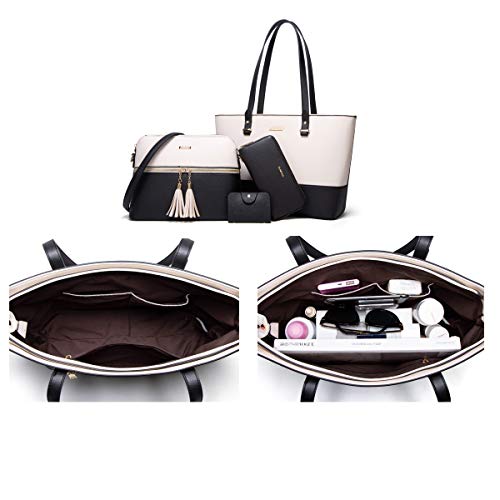 Image of Women Fashion Handbags Wallet Tote Bag Shoulder Bag Top Handle Satchel Purse Set 4pcs