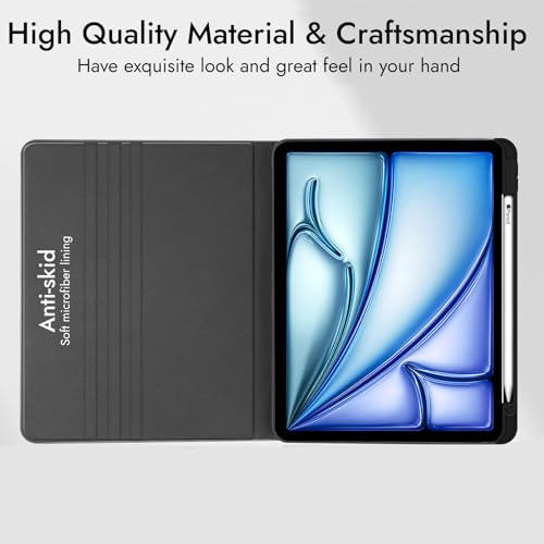 Image of Robustrion Case Cover for iPad Air 11 inch M4 / M3 / M2 (2024 /2025) / iPad Air 5th Generation Cover / 4th Gen 10.9 inch with [Pencil Holder Right Side] [Auto Sleep Wake] Folio Cover Case - Ocean Black