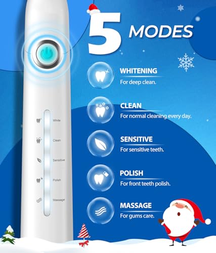 Image of TEETHEORY Electric Toothbrush for Adults with 8 ๐๐ซ๐ฎ๐ฌ๐ก ๐๐๐๐๐ฌ, Sonic Electric Toothbrush with 40000 VPM Deep Clean 5 Modes, Rechargeable Toothbrushes Fast Charge 4 Hours Last 30 Days