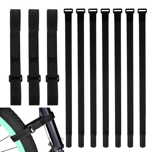Correas de ciclismo para rack, cinturones tensores resistentes, 10 correas estabilizadoras de ciclo ajustables, correas de carga ajustables, correas de carga de gancho y bucle multiusos para