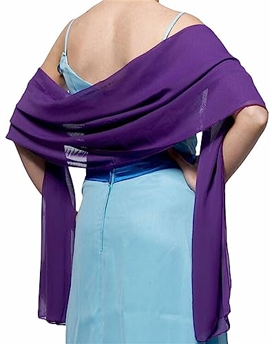 Lifup Bufanda Chal de Chifón para Mujeres Chales para Cenas de Fiesta Ligero Mantón Boda para Novia, Vestido, Fiesta de Graduación Morado oscuro talla única