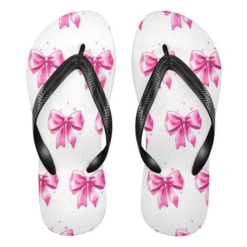 STAYTOP Cute Pink Bow Tie Flip Flops Sandals of Men's & Women's,Sandals Beach Slippers Shower Slides