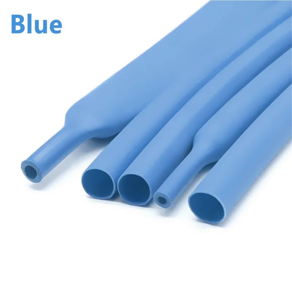 Owijki z rurki termokurczliwej z PVC, Wielokolorowy klej termokurczliwy o wielu rozmiarach Kabel z drutu poliolefinowego współczynniku skurczu 3:1(Blue,2.4MM*100M)