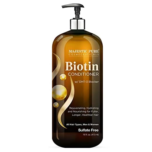 MAJESTIC PURE Biotin Conditioner for Hair Loss - Thickening & Volumizing Conditioner, with DHT-3 Blocker, Keratin & Rosemary Oil, Sulfate Free - Men & Women, All Hair Types Hair Conditioner, 16 fl oz