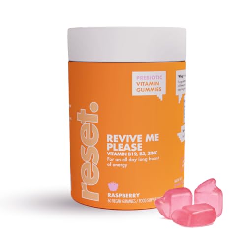 Vitamina B12 Energía - Vegano - Reduce Cansancio y Fatiga - Recuperación física Energía & Deporte - Refuerza Sistema Inmune & Nervioso - Sin Azúcar Añadido - Sin Gluten – Frambuesa – 2 meses - Reset.