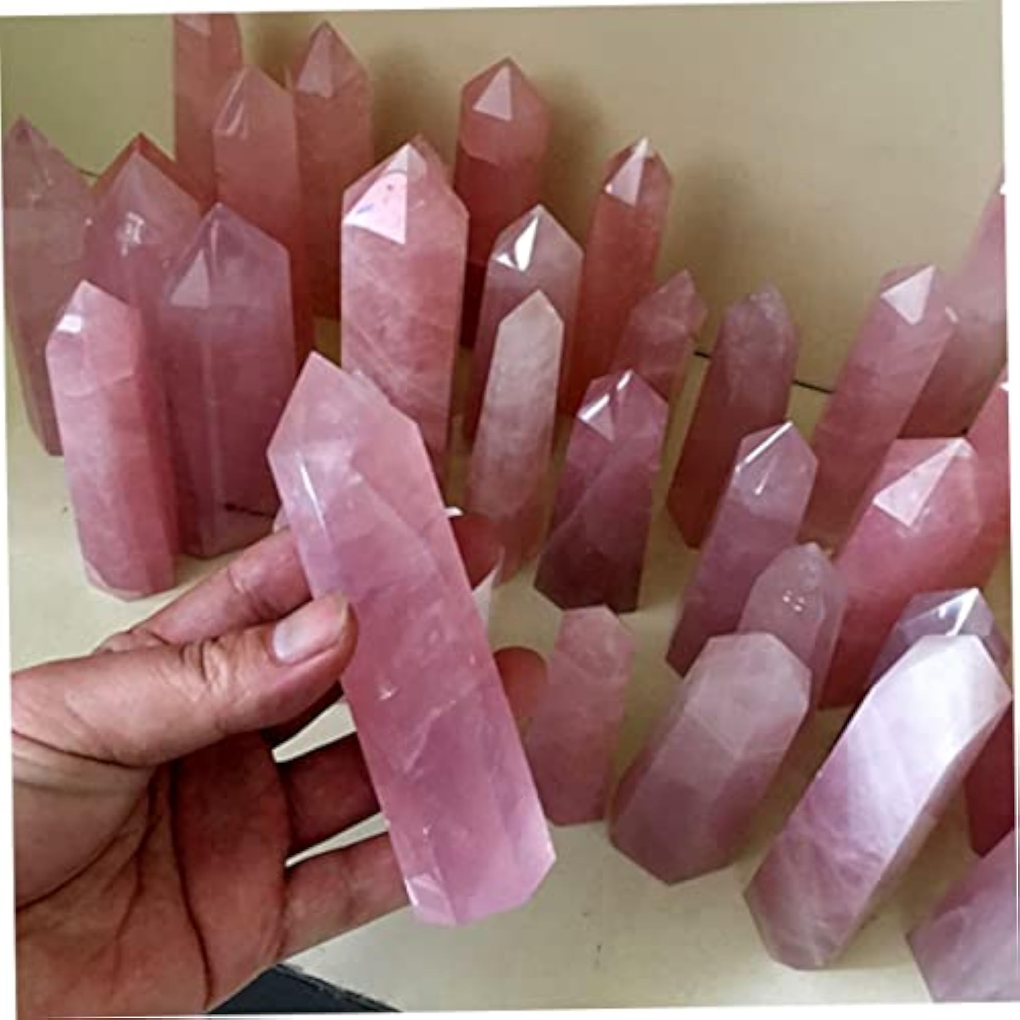 2pcs Pink Crystal Stone Layout with Labradorite Wand, Home Decor