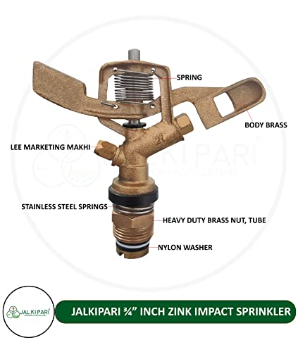Image of Dvi Automatic Rotating Sprinkler NOZAL 3 /4INCH Zink Metal, Brass NUT Tube Combo Pack of 5PC Used for Irrigation in Agriculture