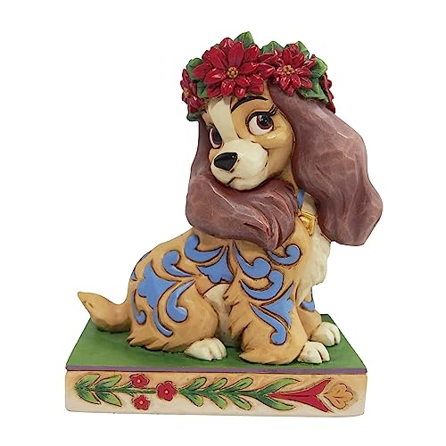 Enesco Jim Shore Disney Traditions - Figura de Corona de Acebo de Navidad de Dama y el vagabundo, 4.25 Pulgadas, Multicolor