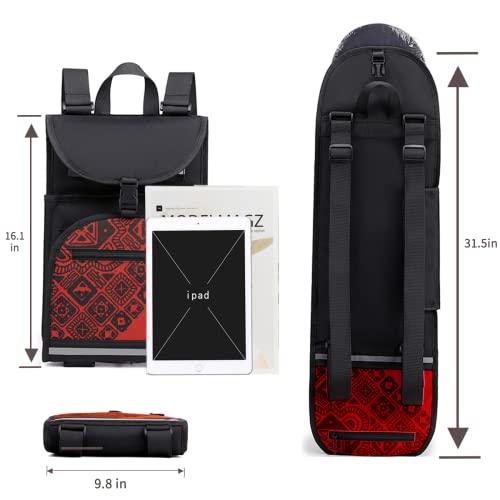 Bravord Foldable Skateboard Backpack Bag Carrier With Adjustable Shoulder Straps For Double Kick Longboard Electric Skateboard, Unisex Black Or Red (Orange) #TOP5
