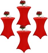 LOKUME 4 Packs Cocktail Spandex Stretch Corners Corners Tablecloth,32" x 43" Red Spandex Cocktail...