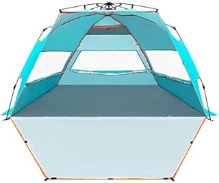 Pop Up Beach Tent - 4 Person Portable Windproof Beach Shade Folding Instant Shelter with UPF50+ Protection, Easy Set Up Carrying Bag Tent Shades for Camping Fishing Hiking(Blue)