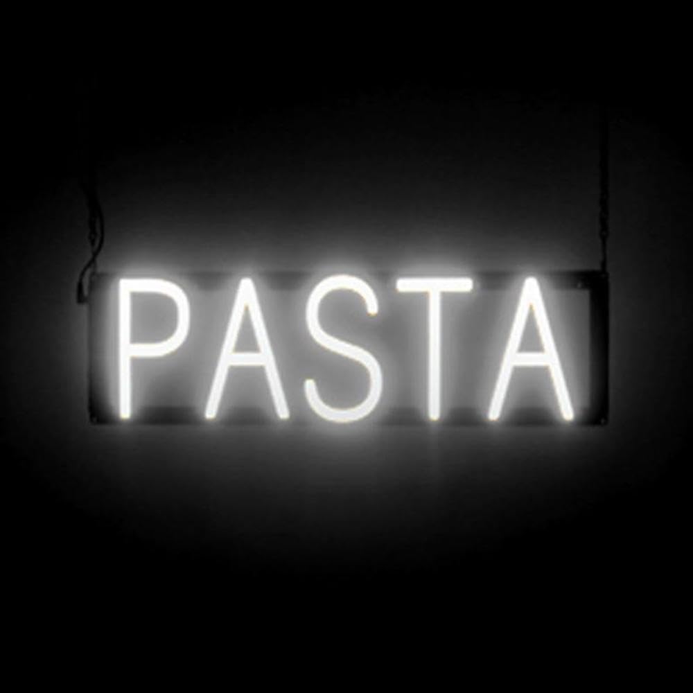 SpellBrite LED Neon PASTA Sign for Business - White, 21" x 6"