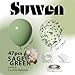 SUWEN Sage Green Balloons and Confetti Balloons Set 47PCS Latex Helium Olive Green Balloon for Birthday Anniversary Party Decorations