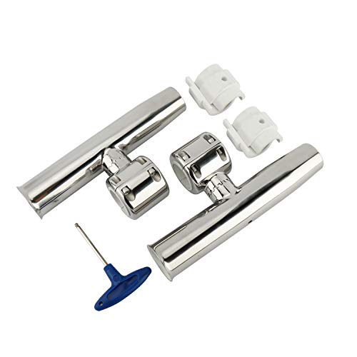 FreeTec Stijlvolle roestvrijstalen klem op verstelbare hengelhouder voor rails 1 "tot 1-1 / 4"