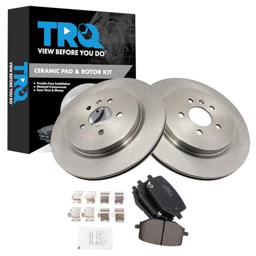 Image of TRQ Rear Brake Pad and Rotor Set Ceramic Compatible with 2013-2019 Ford Police Interceptor Utility