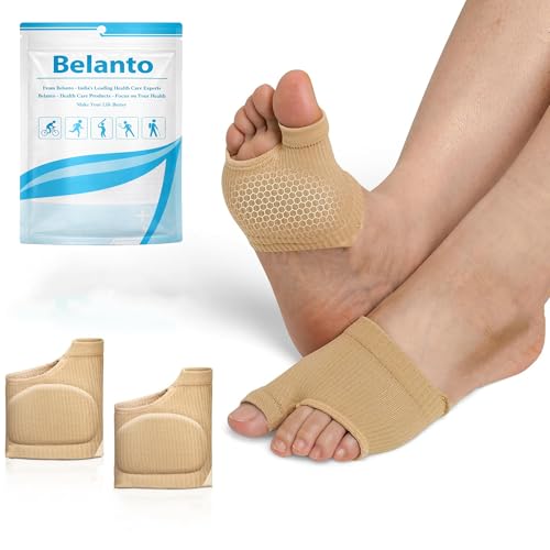 Image of Belanto Metatarsal Pad for Women and Men, 1 Pair Forefoot Pad for Pain Relief, Hallux Valgus Bunion Foot Sleeve, Ball of Foot Cushion with Gel Pad, Morton's Neuroma, Metatarsalgia Support, Beige