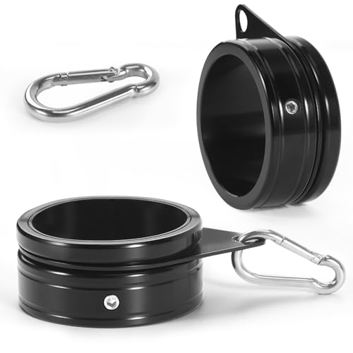 Anovo Flag Pole Rings, Aluminum Alloy Flag Pole Clips Swivels 360Â° Rotating Anti Wrap Mounting Ring with Carabiner, Flag Pole Kit Parts (Î¦:2 Inch -Pack of 2(Black))