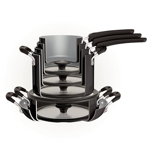 Image of Tramontina Ceramic Non Stick 11-Piece Nesting Pots and Pans Set - Dark Gray