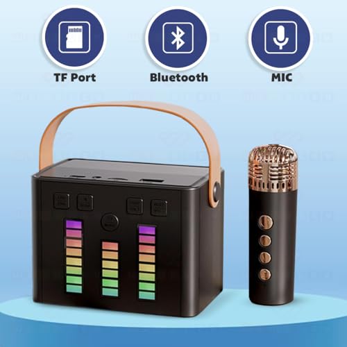 Image of Wembley Karaoke Set with Mic & Speaker| Wireless & Bluetooth Singing Tool for Kids| Portable Karaoke Set with 5 High-Modulation Fun Voices| Ideal for Parties, Picnics, or Travel Time Fun (Black)