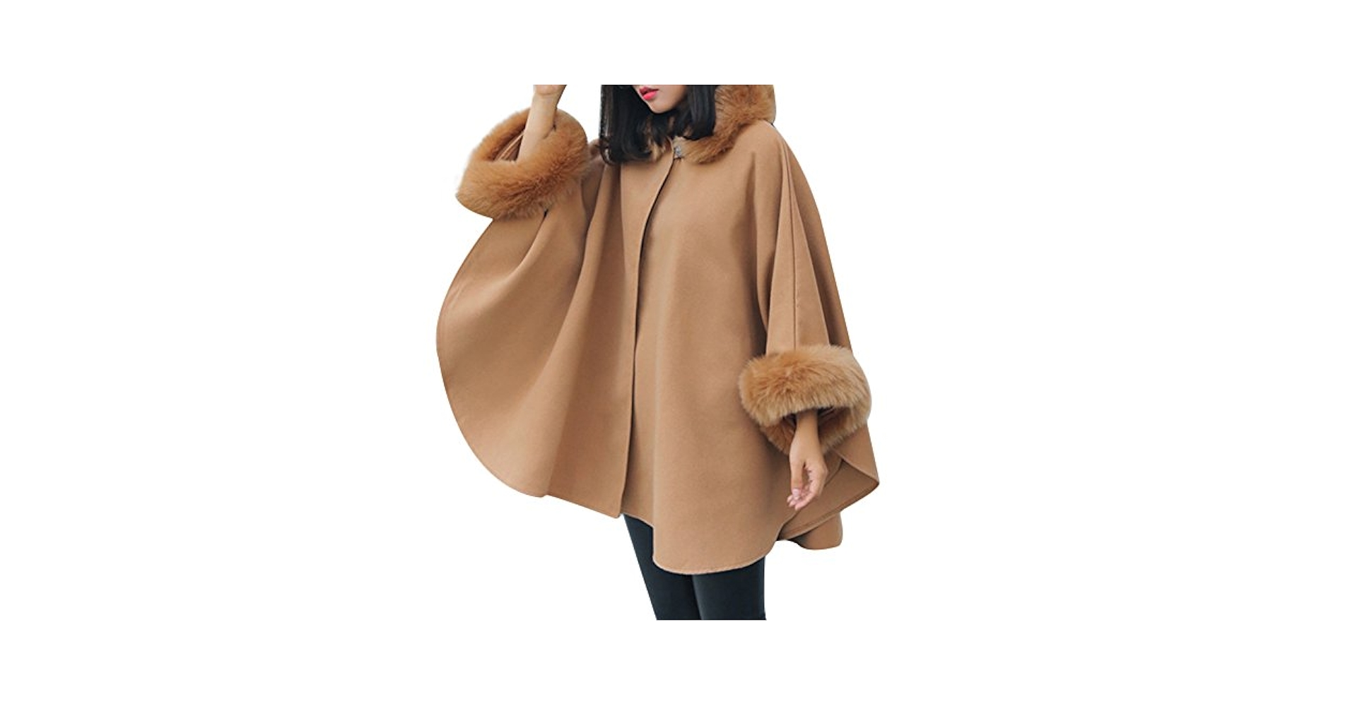 Womens Winter Batwing Long Sleeve Poncho Jacket Elegant Faux
