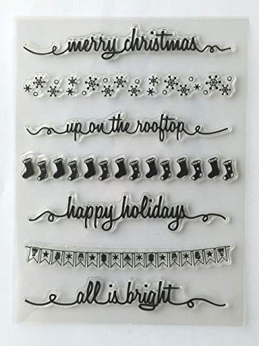 MaGuo Slime Clear Stamps Happy Holiday Merry Christams Cling Stamps for Card Making Decoration and DIY Scrapbooking
