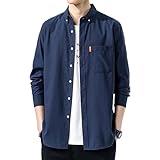 [ワイエフ] シャツ メンズ トップス 長袖 ボタンダウン 胸ポケット付き 形態安定 綿 きれいめ カジュアル カットソー 羽織り ジャケット 上着 シンプル 洗える ノーアイロン スーツ ビジネス お洒落 無地 春 夏 秋 冬 夏用ジャケット 10代服 プレゼント シニア 紺 ラフ メンズカーディガン 男性ファッション 通学 快適 秋しゃつ ワイシャツ長袖 navy 青 紺色 ネイビー M