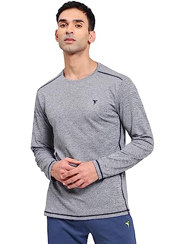 Image of TECHNOSPORT Men's Slim Fit Full Sleeve Round Neck T-Shirt, Double Cool Quick Dry Moisture Wicking Stretchable Sports Gym and Casual Wear