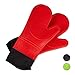 Relaxdays Rękawice kuchenne silikonowe, odporne na wysokie temperatury, antypoślizgowe rękawice do grilla, miękka wyściółka wewnętrzna, długie, 1 para, czerwone